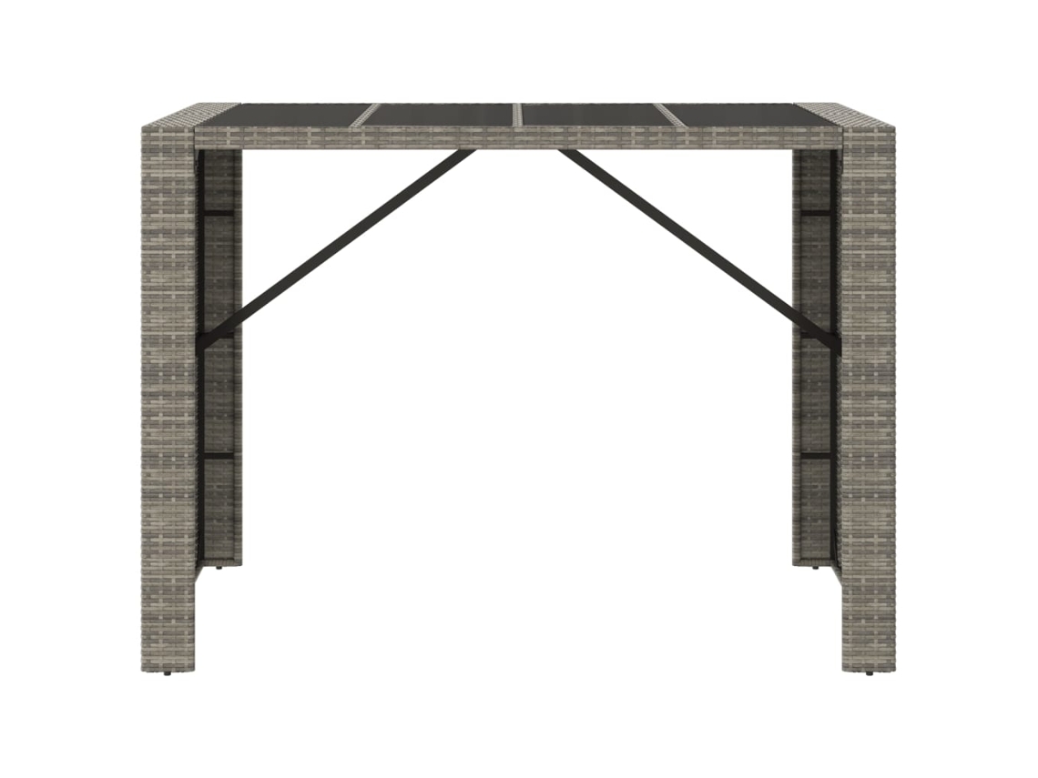 Mesa De Bar Com Tampo De Vidro 145x80x110 Cm Vime Pe Cinzento