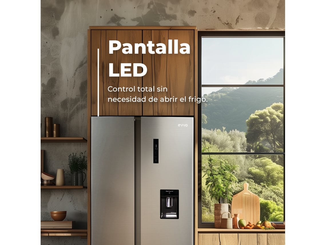 Geladeira Americana Evvo F90xe, 359 L 203 L, Aço Inoxidável, Dispensador De Água