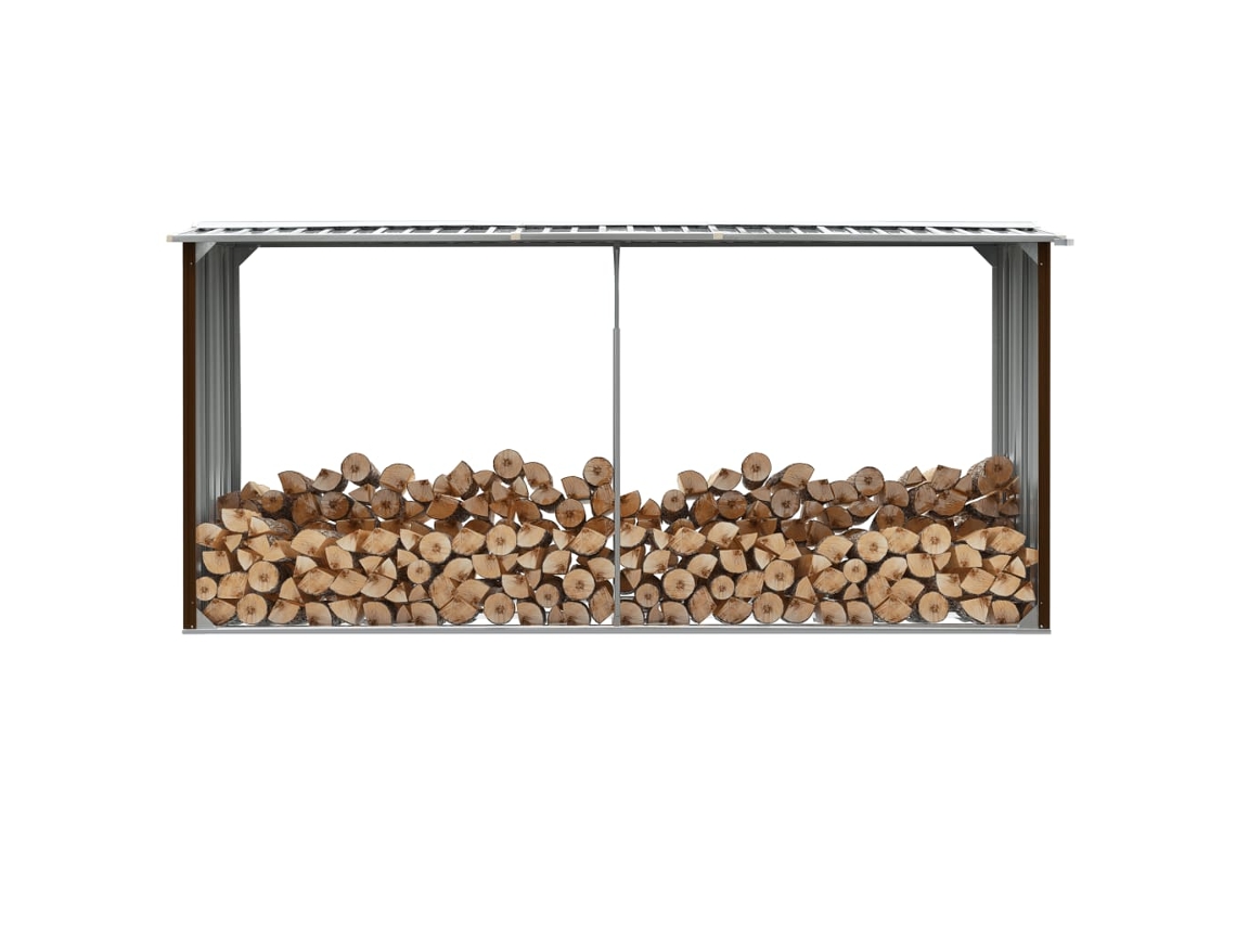 Abrigo para Lenha VIDAXL Castanho Aço Galvanizado (330x92x153 cm)
