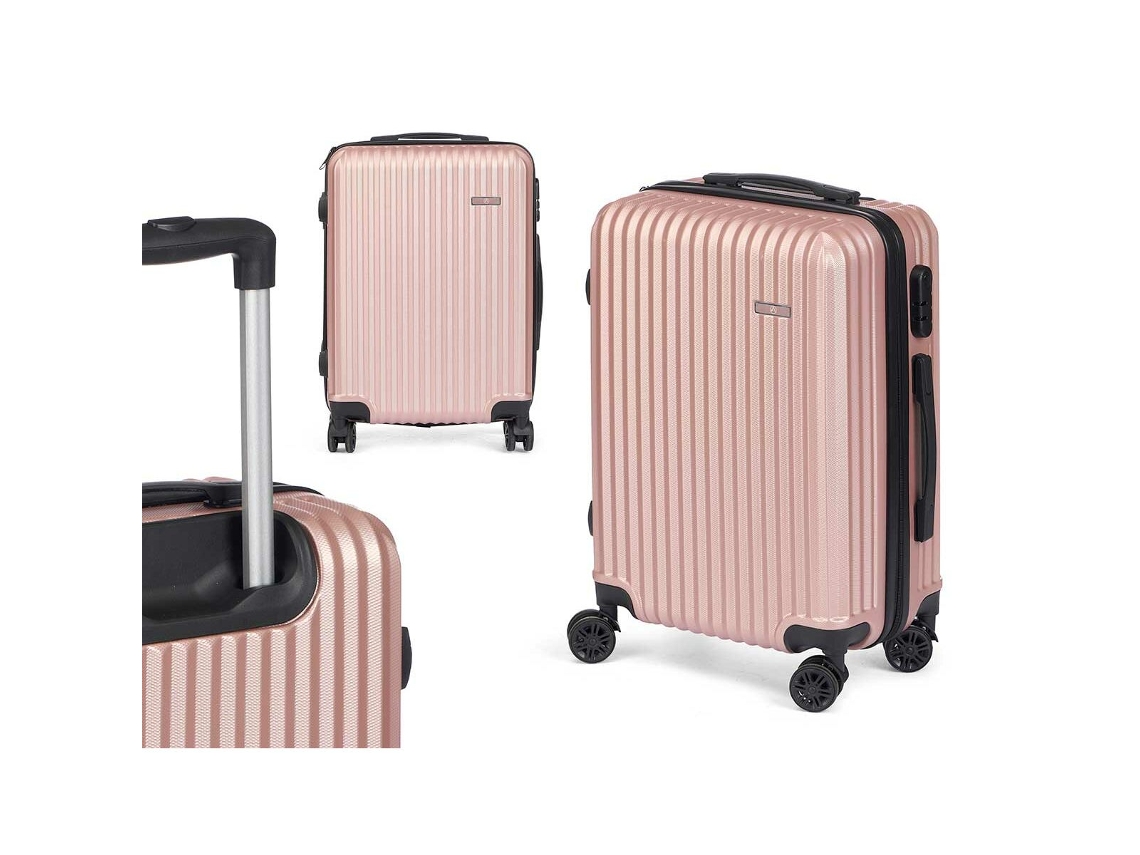 Mala de Cabine Cor de Rosa 38 X 57 X 23 Cm Riscas BIGBUY HOME