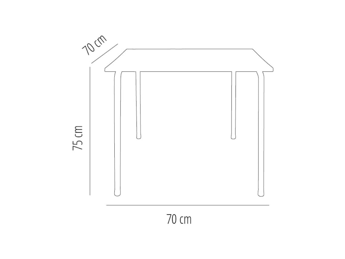 GARBAR Core Mesa Quadrada Interior e Exterior 70X70 Madera Lavada