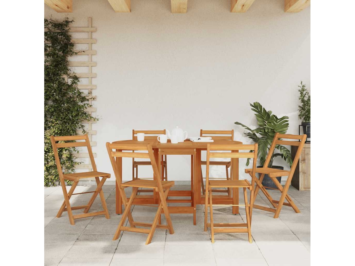 Mesa Jardim 130x90x72 Cm Madeira Acácia Maciça Com Aba Rebatível