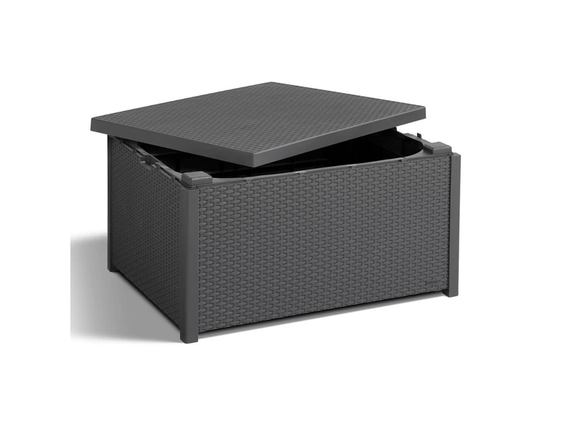 Baú de Armazenamento ALLIBERT Mesa de Arrumos Cinzento Plástico (79x59x42 cm)