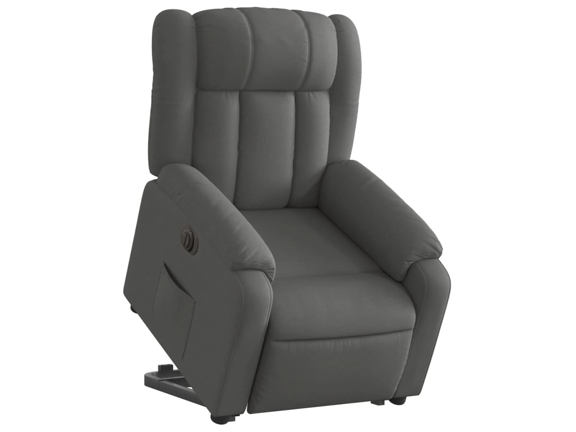 Poltrona reclinável elevatória elétrica tecido cinzento-escuro