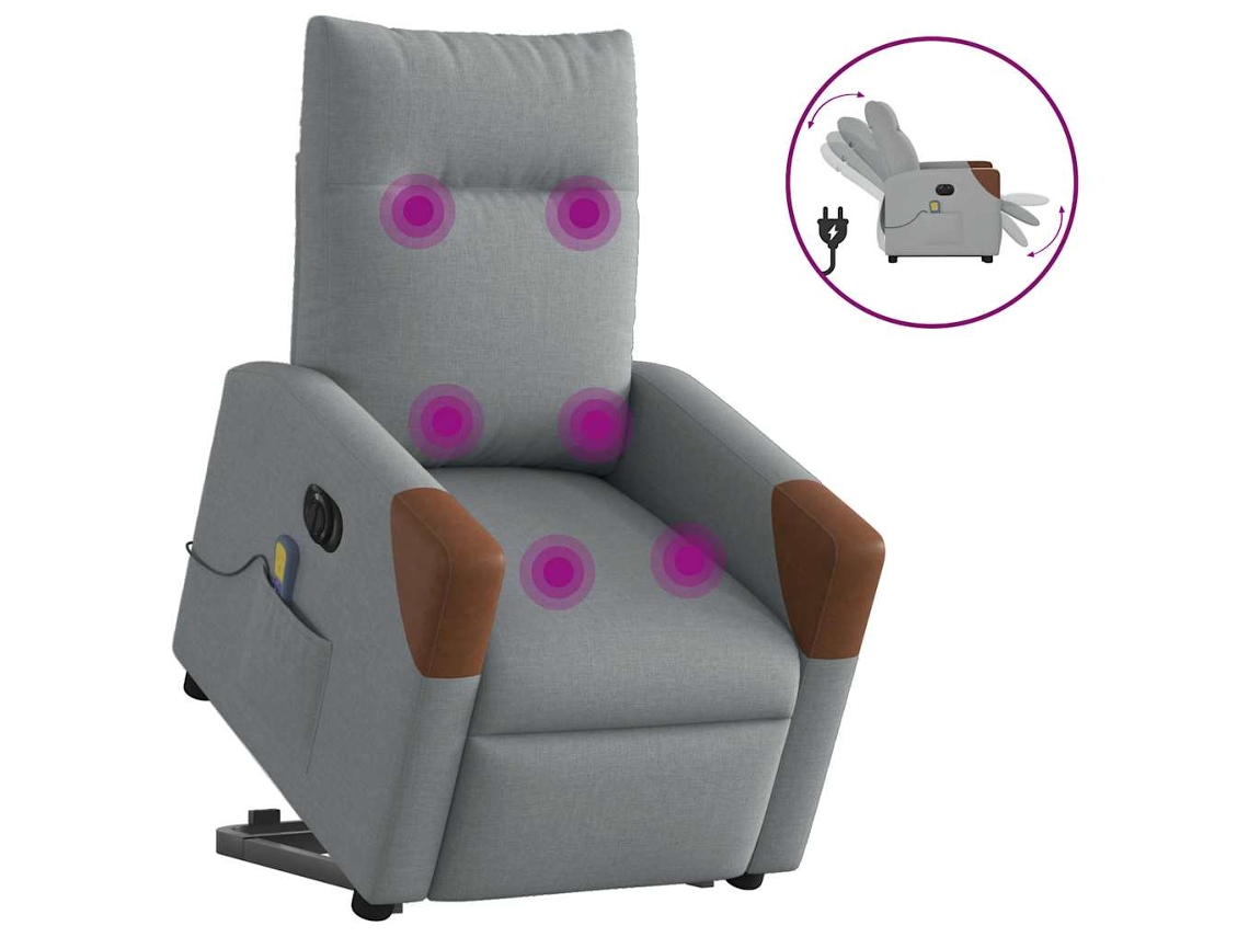Poltrona De Sala | Cadeira | Poltrona Elétrica Reclinável Massagens Tecido Cinzento Claro Wsd314213 Lovely Home