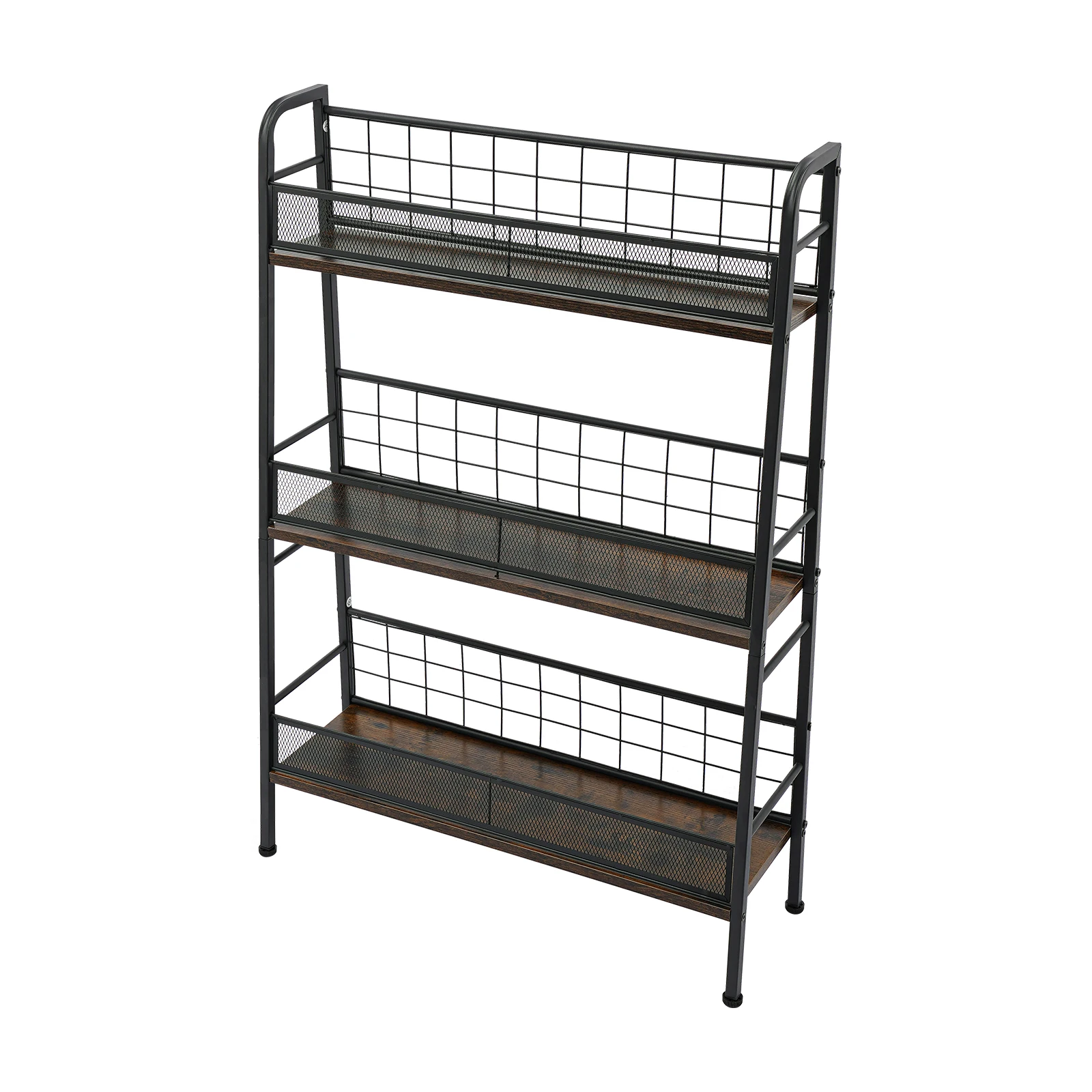 Estante Para Armazenamento De Registros, Design De 3 Andares, Construção Robusta, Preto