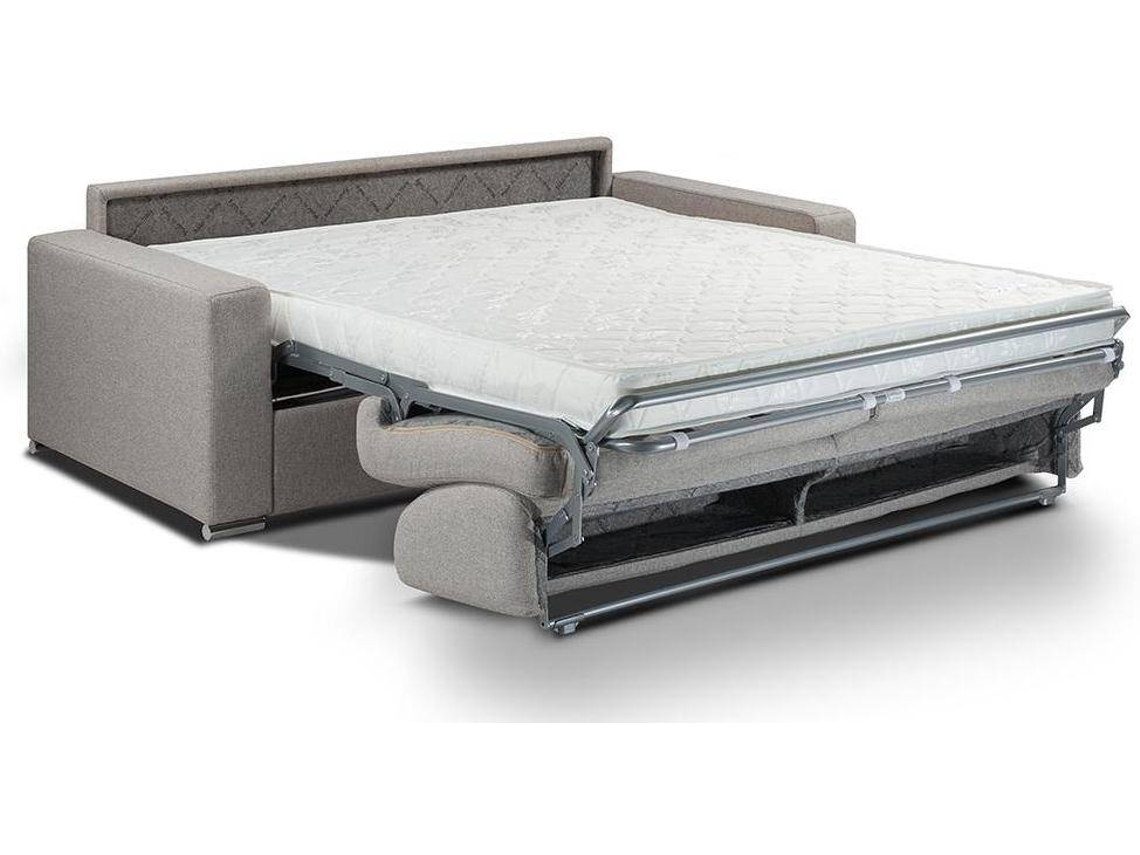 Sofá Cama Calito LINEA SOFA (Cinzento - Tecido e Veludo - 214x94x85 cm/Dimensões da cama: 160-179 cm)