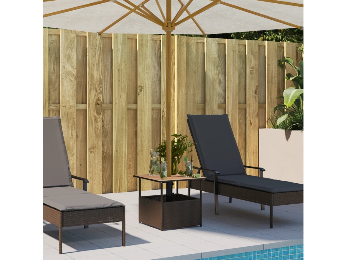 Mesa Jardim Com Orifício Guarda Sol 55x55x46,5cm Vime Pe Castanho