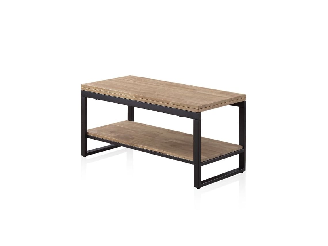 Mesa de centro elevable extensible Rens, duehome, 90 cm (ancho), Roble - Negro, Roble - Blanco, Roble Honey - Negro
