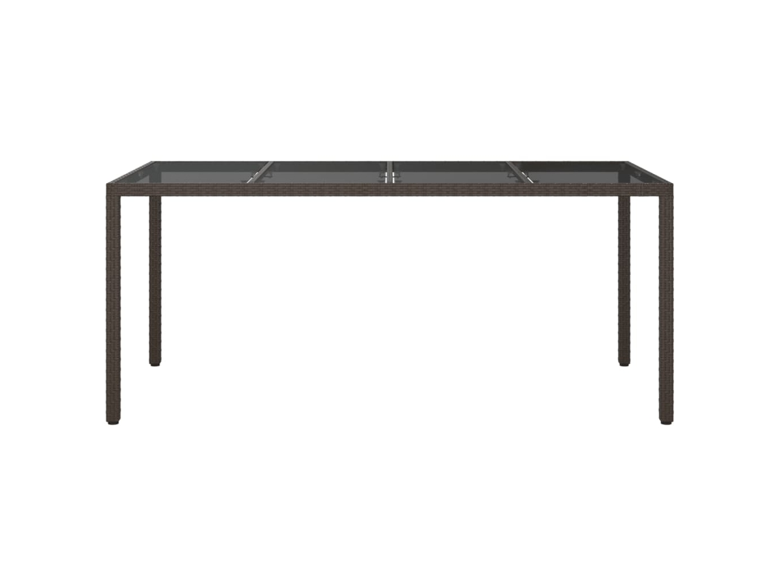 Mesa De Jardim 190x90x75 Cm Vidro Temperado Vime Pe Castanho