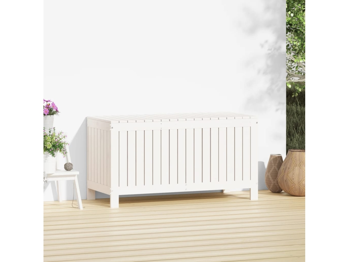 Caixa de Arrumação Jardim 115X49X60 Cm Pinho Maciço Branco PANGSHIYUAN