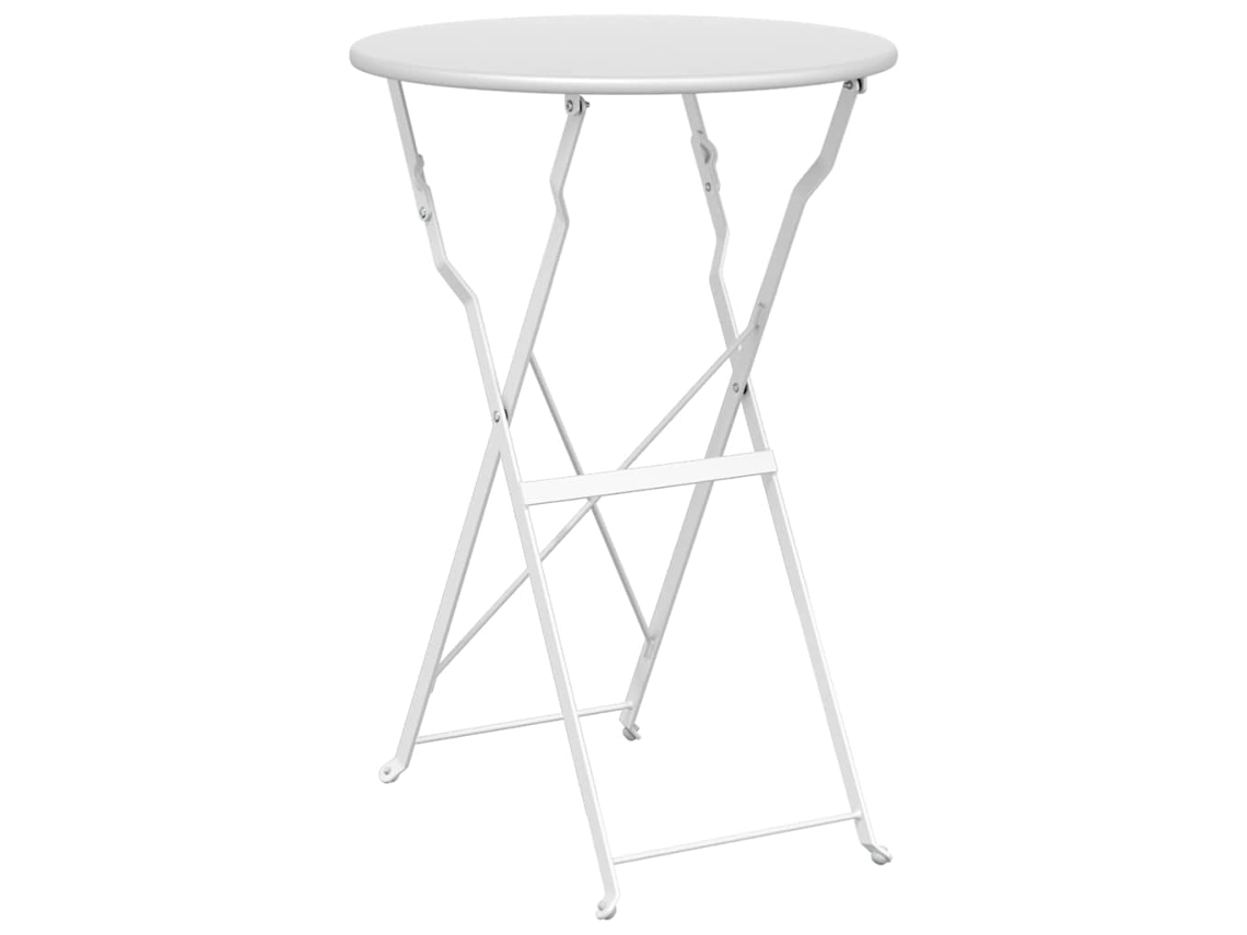 Mesa Bistro Dobrável Branco Aço Ø50x71cm Revestimento Em Pó