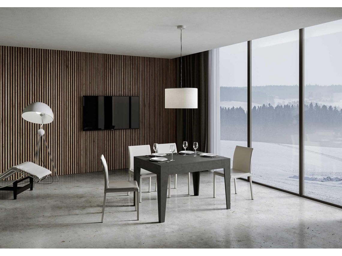 Mesa de Refeição ITAMOBY Cico (90x120/180 - Painéis em Melamina - Antracite Espatulado)