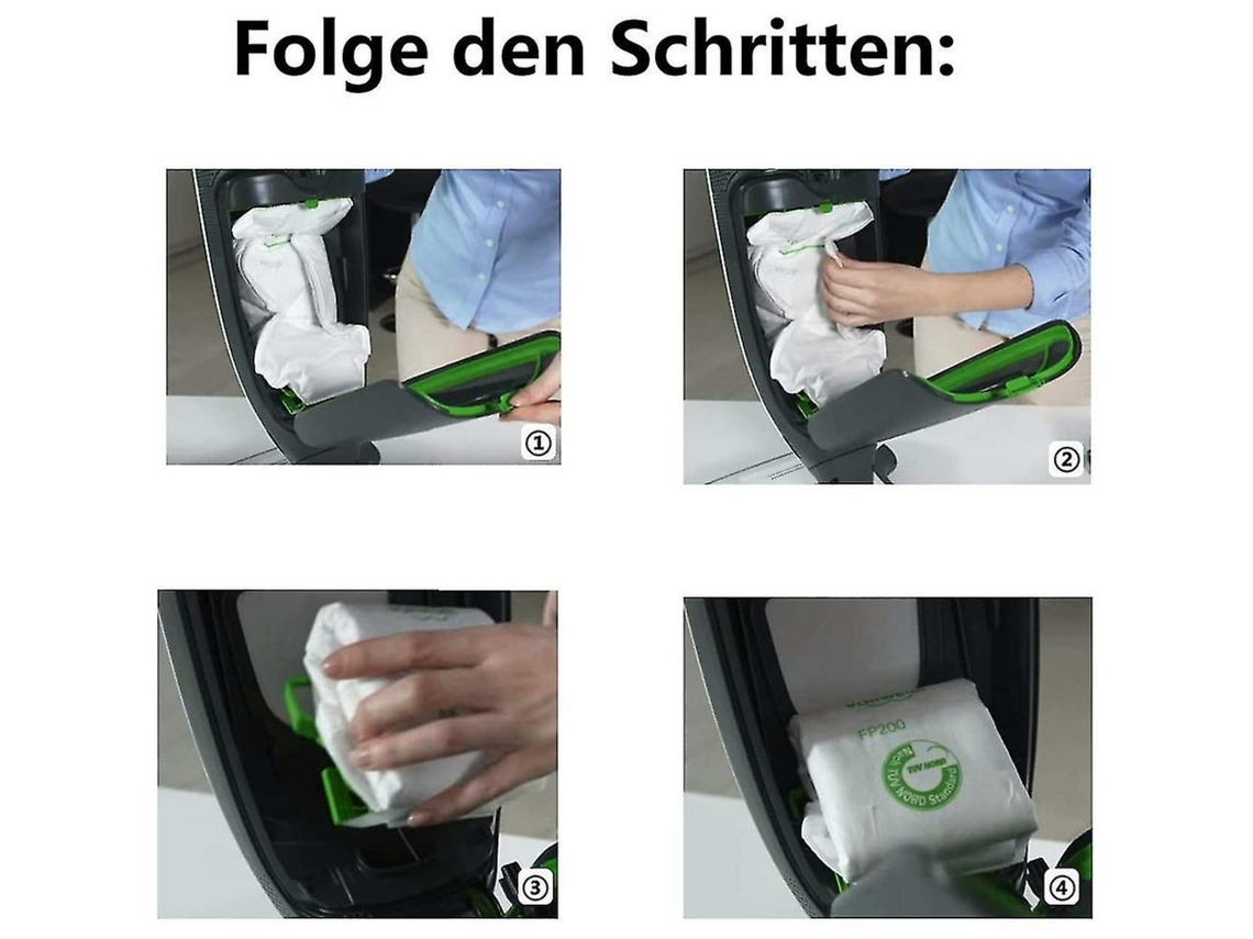 12 Sacos para Aspirador Vk 200 Vk200 Fp, Saco Lixo Não Tído Zeuxo