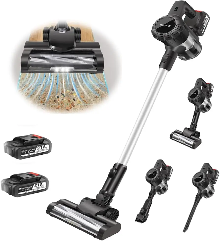 Aspirador Sem Fio, 140w De Potência, 15kpa De Sucção, Autoportante, 2 Bateria Oem