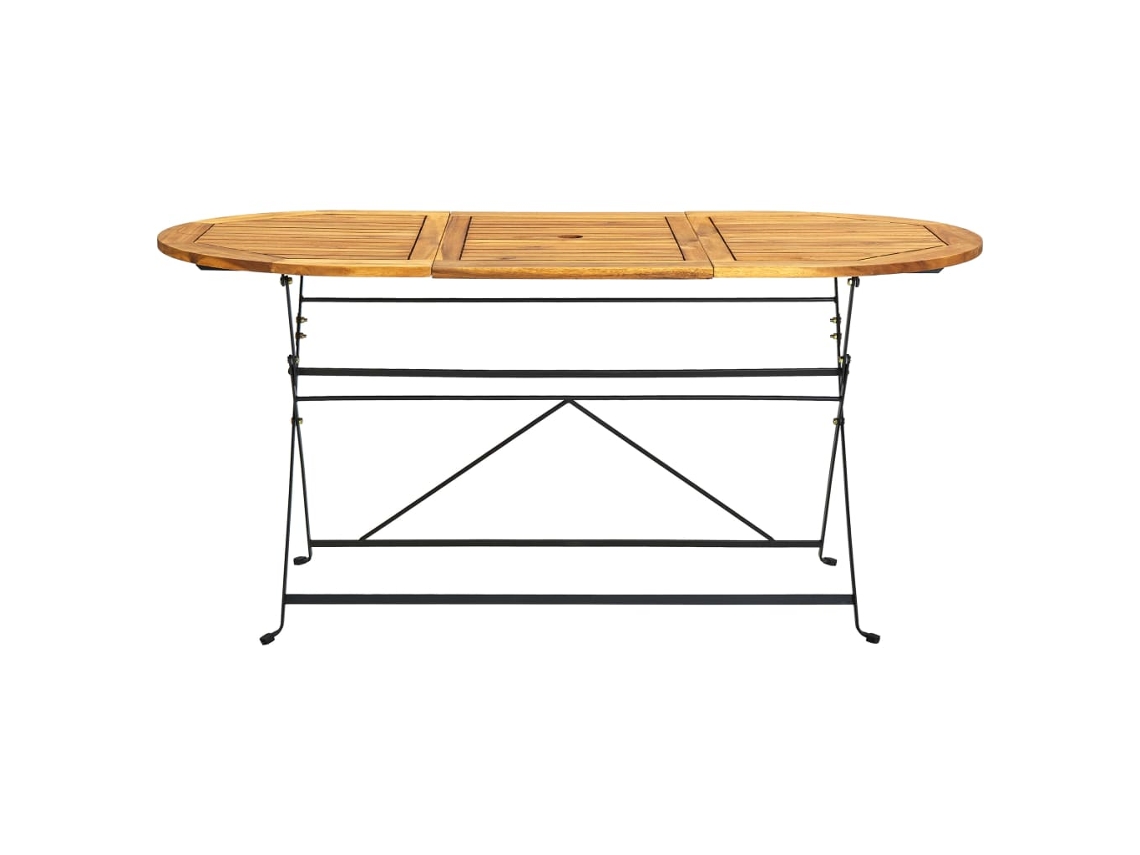 Mesa De Jardim Oval 160x85x74 Cm Madeira De Acácia Maciça