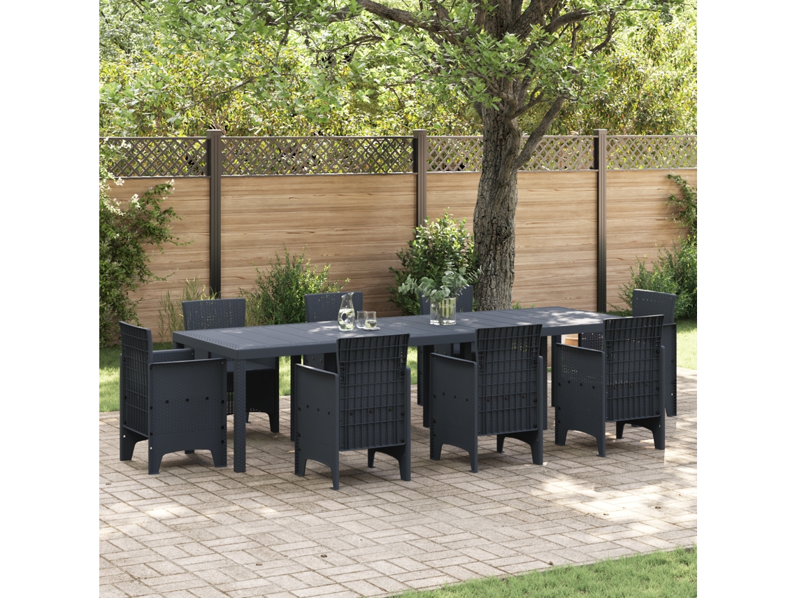 Mesa De Jardim Antracite Poly Rattan Vidaxl Antracite Alumínio