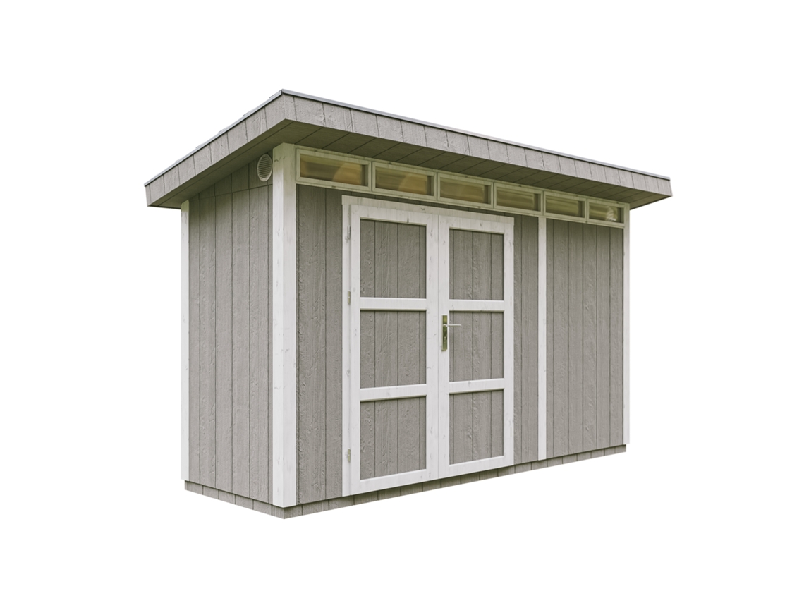 Abrigo de Madeira TIMBELA Painéis À Base Lp Smartside 4,3 m² com Piso e Ladrilhos Betuminosos -L161xh412xh239 cm - M902A Tundra Grey