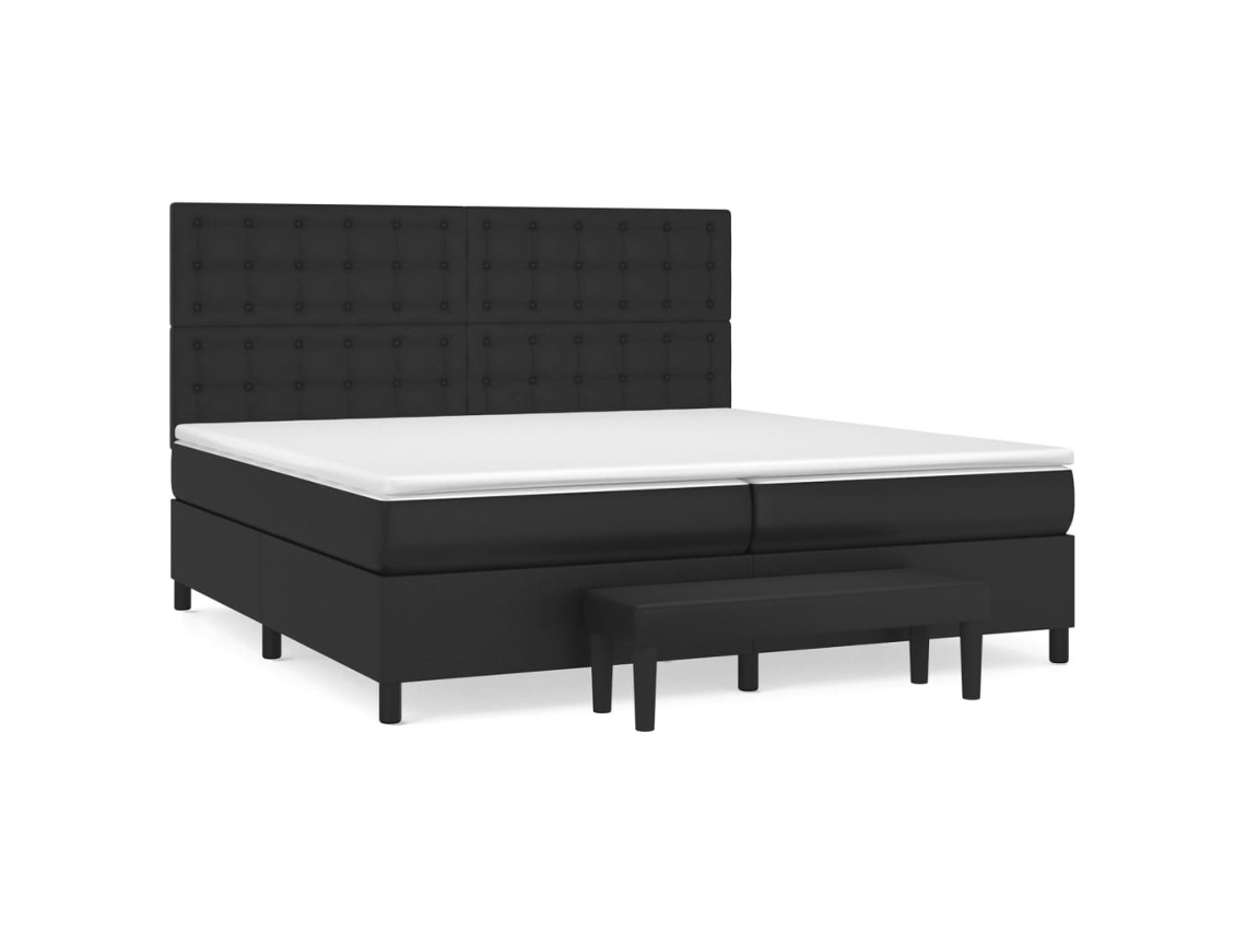 Cama Box Spring VIDAXL (Preto - Couro Artificial - 203 x 200 x 128 cm)