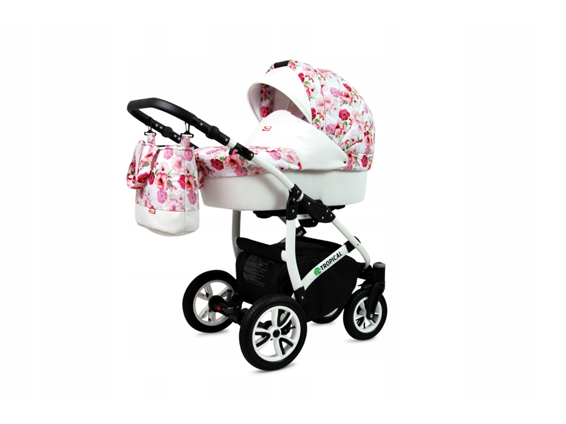 Carrinho De Bebé Multifuncional Babylux Tropical 4 Em 1 -hibiscus - Ajustável E Dobrável Construção Leve Em Alumínio - Acessórios