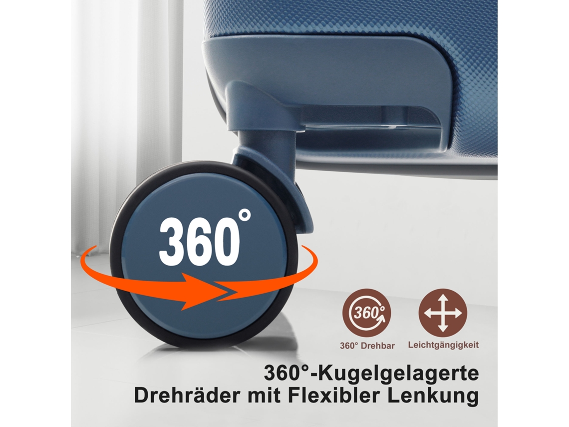 Conjunto De Malas De Viagem M L Xl, Abs, Com Rodas Spinner E Fecho, Com Bolsa De Viagem, Azul Haochrymec (73.6x50.6x28.5 Cm)