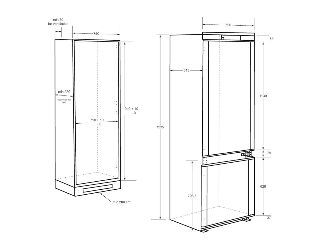 Frigorífico Combinado Encastre HAIER HBW5719E (No Frost - 194 cm - 364 L - Branco)