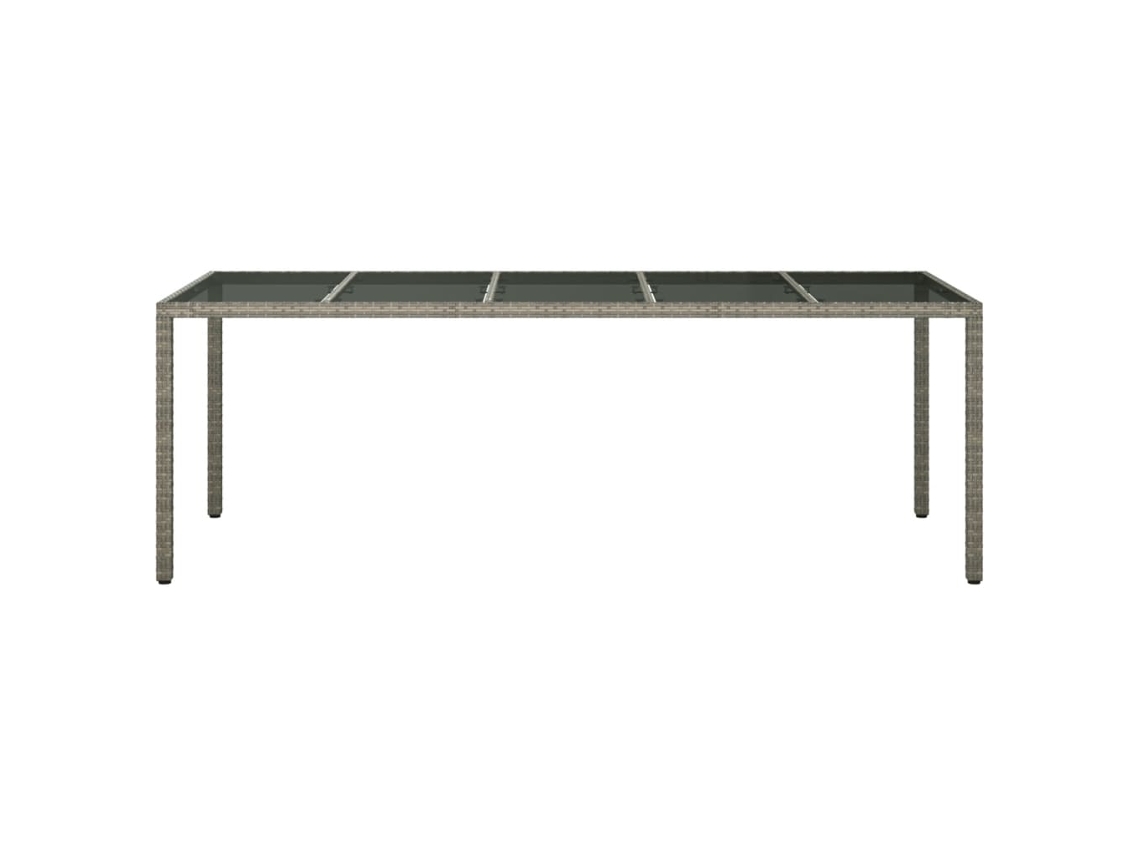 Mesa De Jardim 250x100x75 Cm Vidro Temperado Vime Pe Cinzento