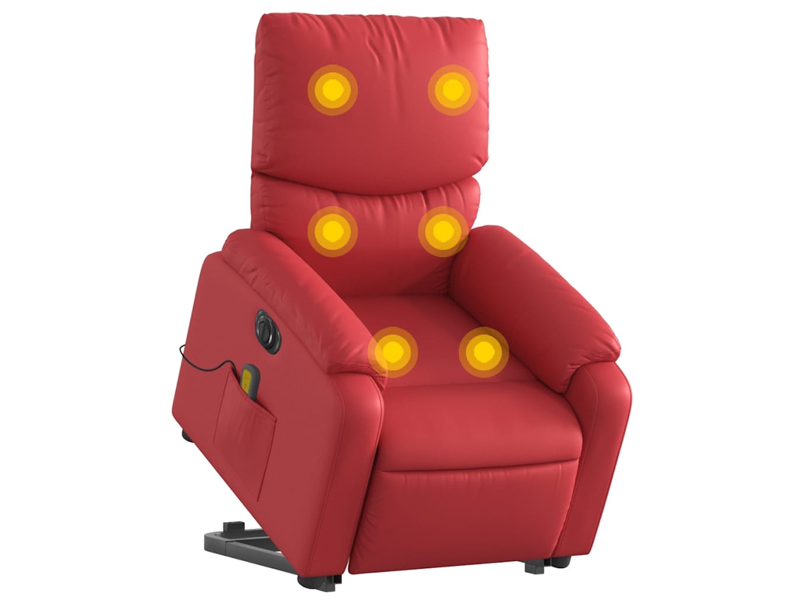 Poltrona reclinável elevatória elétrica couro artif. vermelho