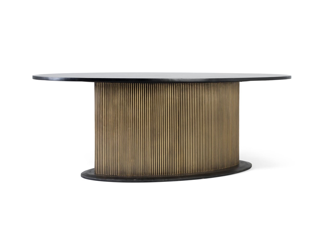 Mesa De Jantar Com Tampo Em Madeira De Manga E Base Dourada 220 Cm Giner Y Colomer