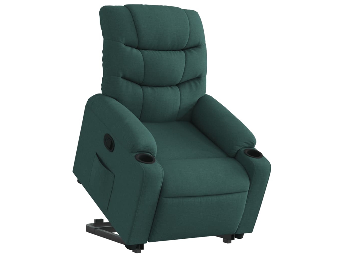 Poltrona reclinável elevatória tecido verde-escuro
