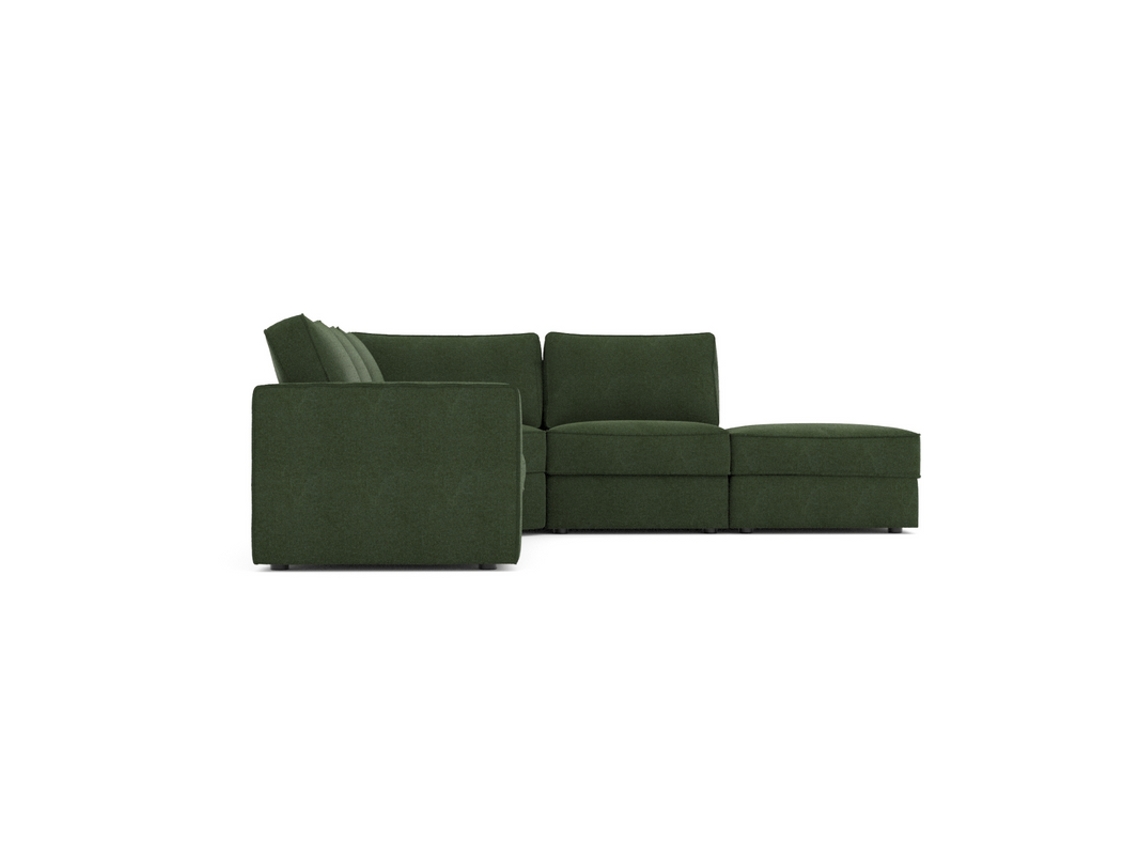 Sofá Modular BUDWING Taylor Verde 5 Lugares + Pufe (265 x 247 x 80 cm - Modulos Ajustaveis)