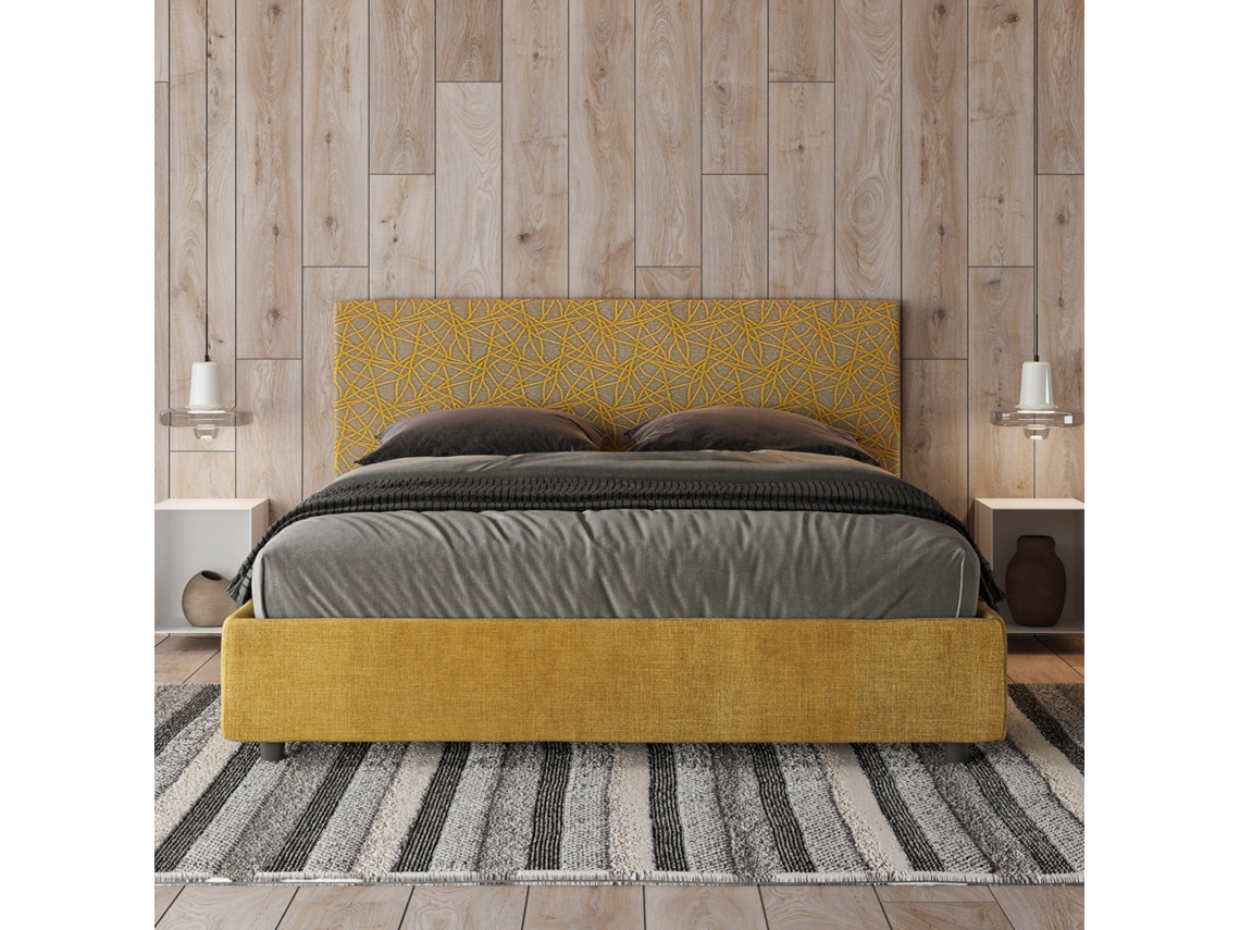 Cama de Casal Queen Size Sem Estrado Estofada ArlaITYHOME (160 x 210 cm - Painéis de Melamina e tecido)