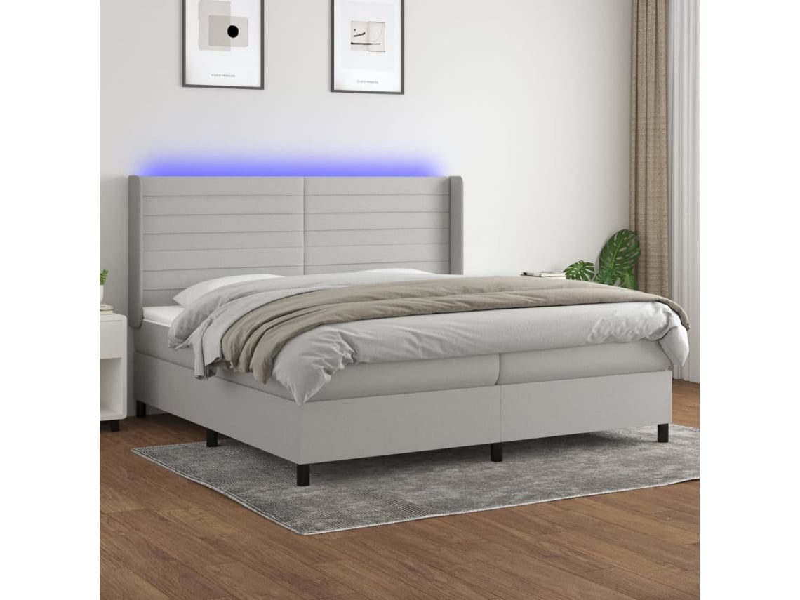 Cama box spring VIDAXL Cinzeto Tecido (200x200 cm)