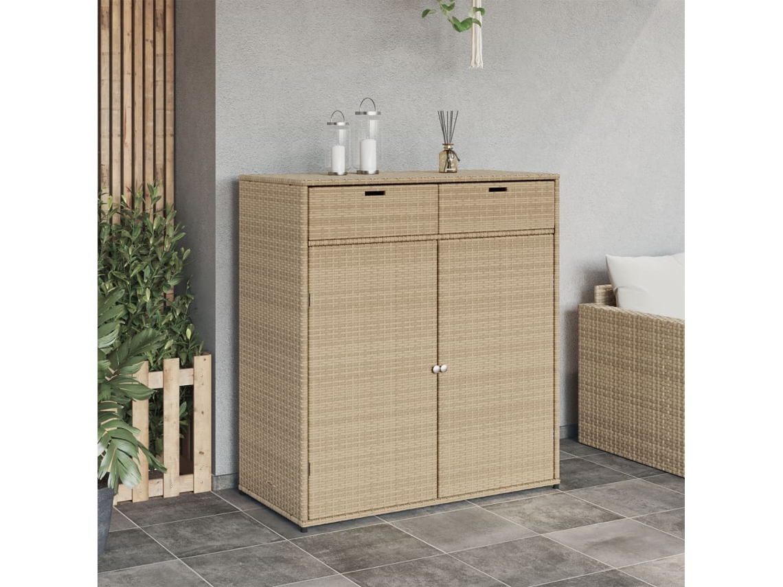 Armário de Arrumação para Jardim 105X55X113 Cm Vime Pe Bege PANGSHIYUAN