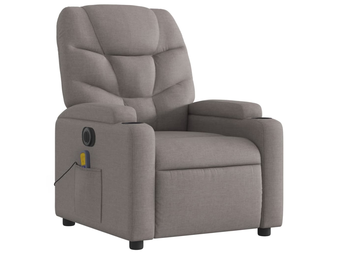 Poltrona reclinável massagens elétrica tecido cinza-acastanhado