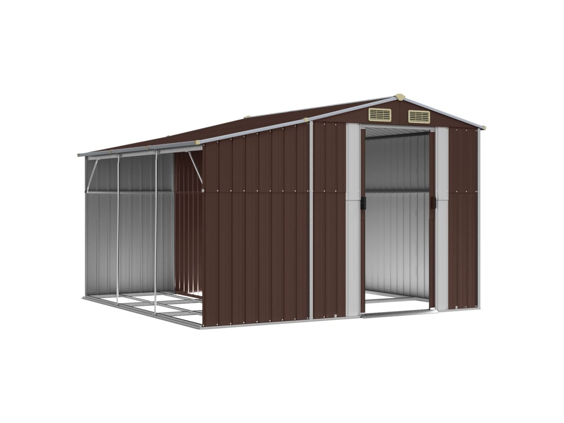 Abrigo De Jardim 277x279x179 Cm Aço Galvanizado Castanho LOVELY HOME