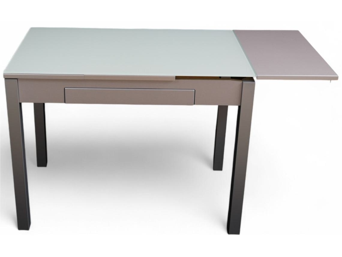Mesa de cozinha extensível Antonella feita à mão com base em vidro branco GSMESAS (100/164x60x75cm)