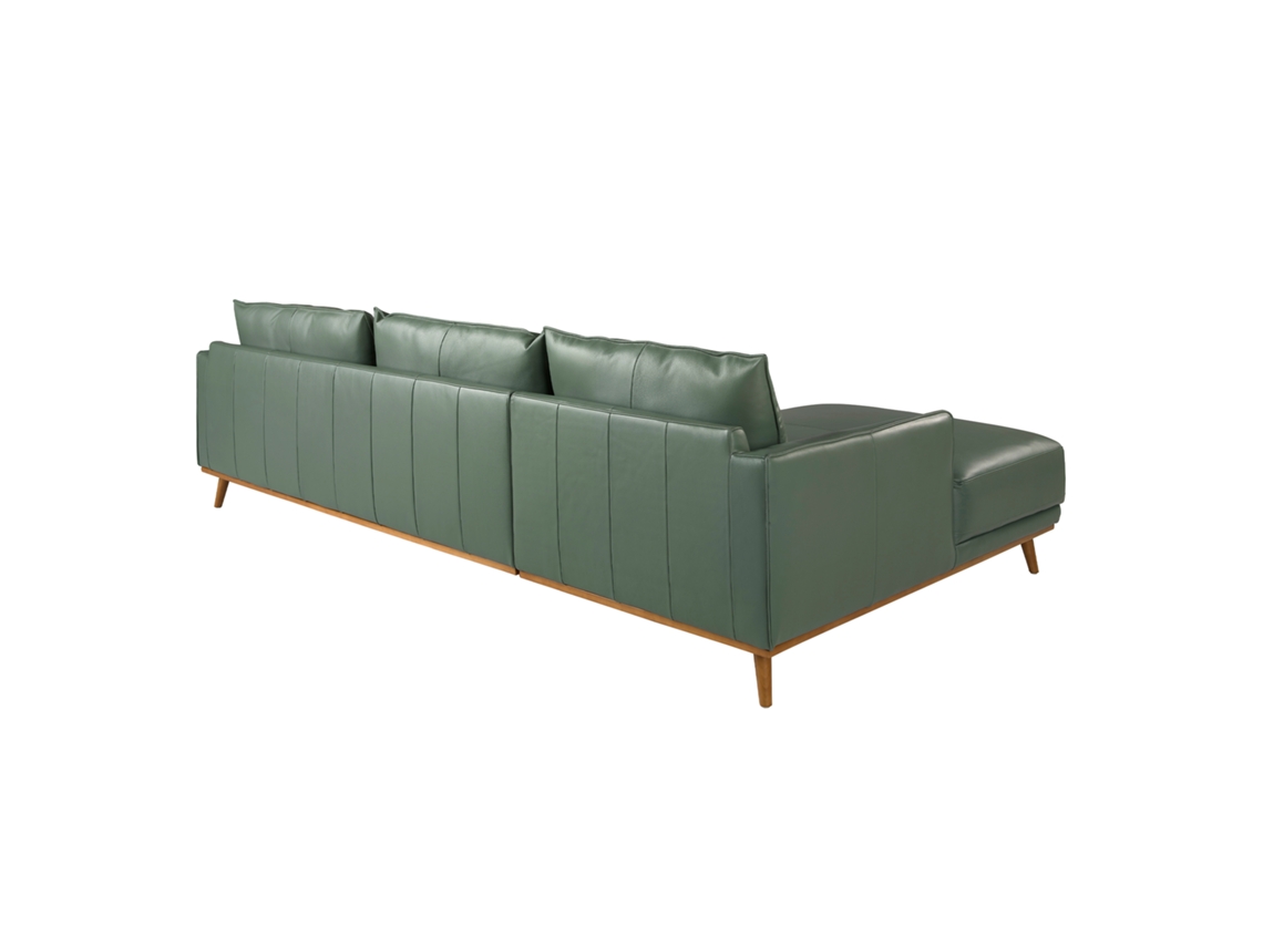 Sofá Chaise Longue Esquerdo em Pele Verde ANGEL CERDA