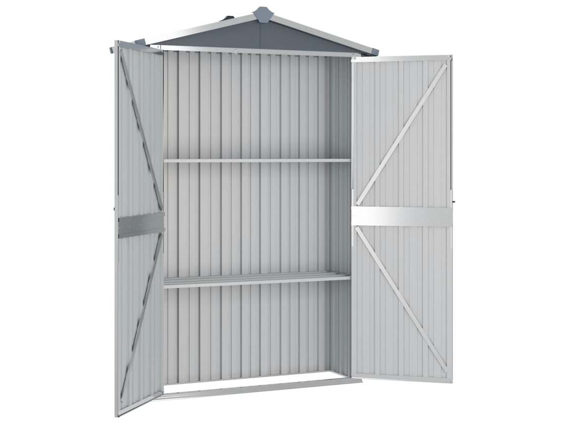 Abrigo De Jardim 116x45x175 Cm Aço Galvanizado Cinzento LOVELY HOME