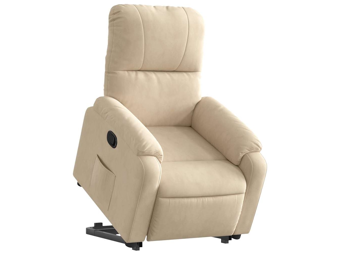 Poltrona reclinável elevatória tecido de microfibra cor creme