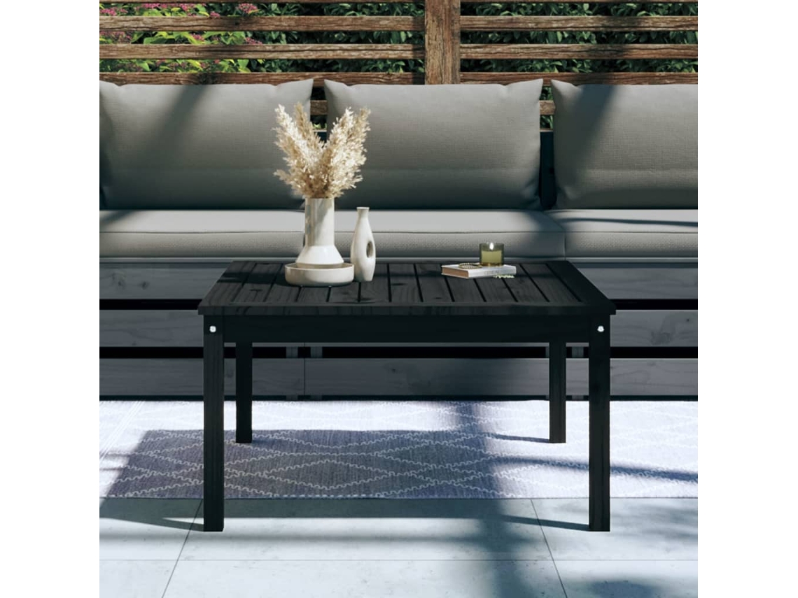 Mesa De Jardim 82,5x82,5x45 Cm Madeira De Pinho Maciça Preto