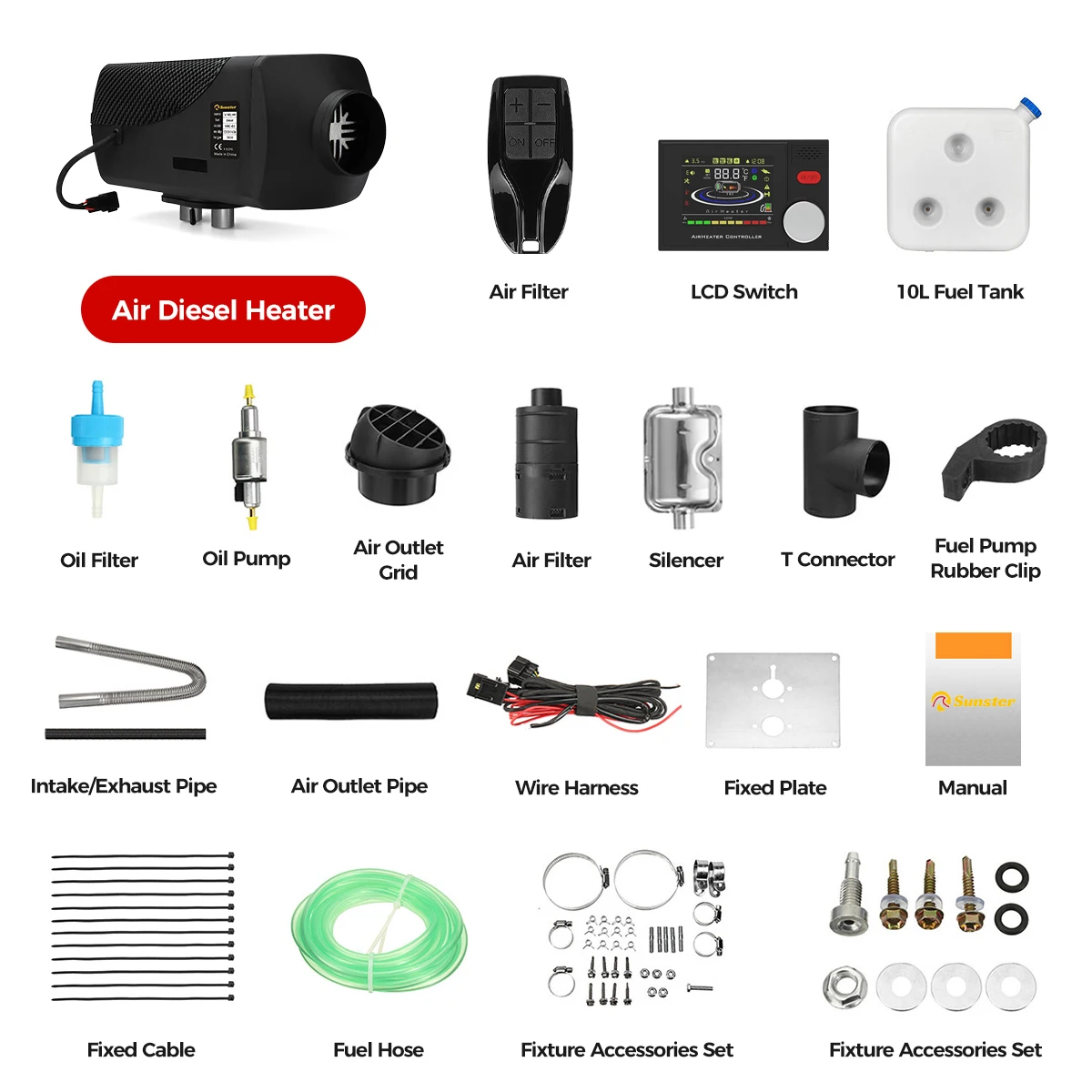 Aquecedor A Diesel, Controle Bluetooth, Desempenho De 8kw, 12v 24v 8kw Oem