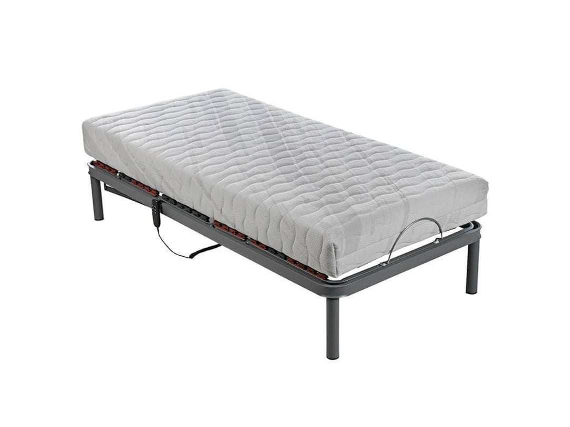 Conjunto de Cama e Colchão Articulados PIKOLIN (105x190cm - Viscoelástica e Metal - Cinzento)