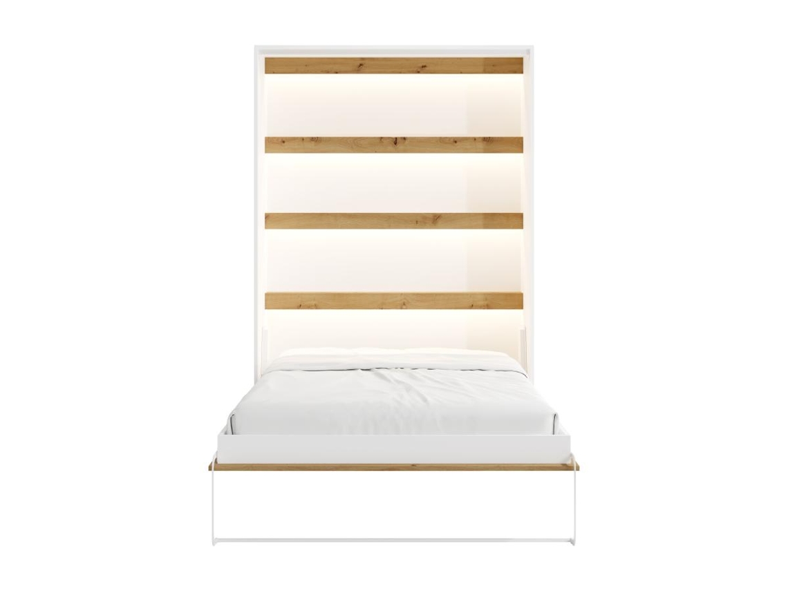 Cama embutida RAPILI VENTE-UNIQUE Natural claro, Branco 140x200 cm - Sem colchão - Com sommier