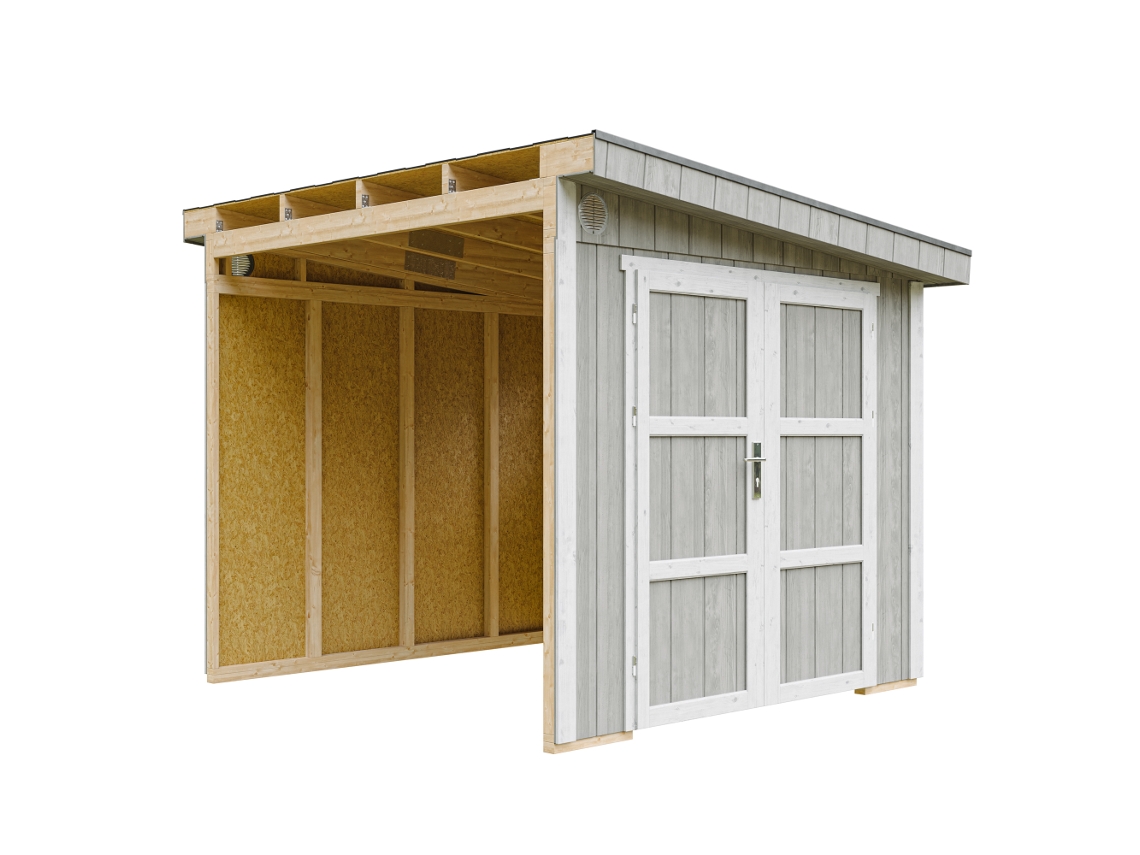 Casa De Jardim Qualidade Premium 5,9 M² A231x248x294 Cm Sem Piso E Parede Lateral Timbela M938b Tundra Grey