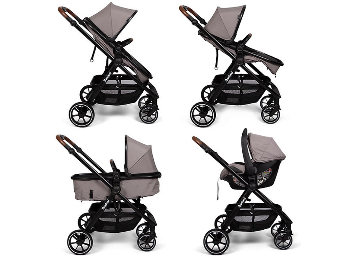 Carrinho De Bebé Conversível 3 Em 1 Adria Taupe Baninni