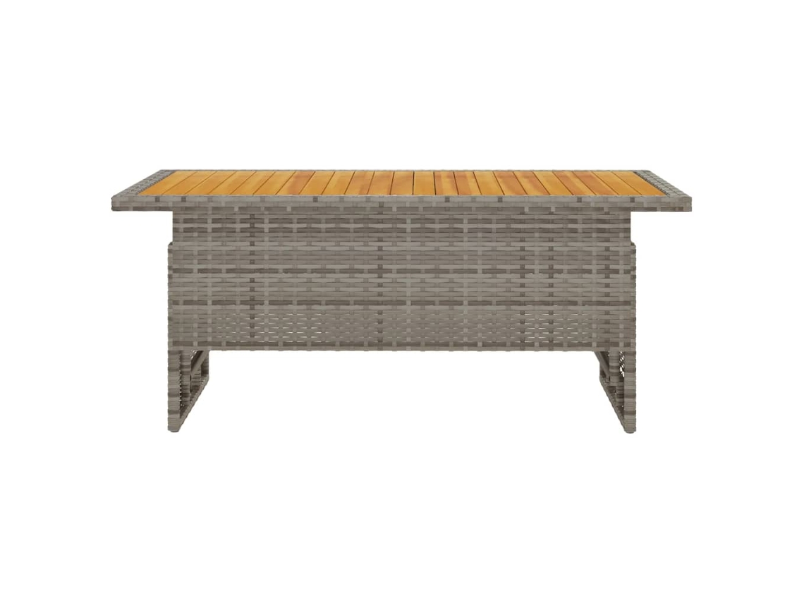 Mesa De Jardim 100x50x43/63cm Acácia Maciça/vime Pe Cinza