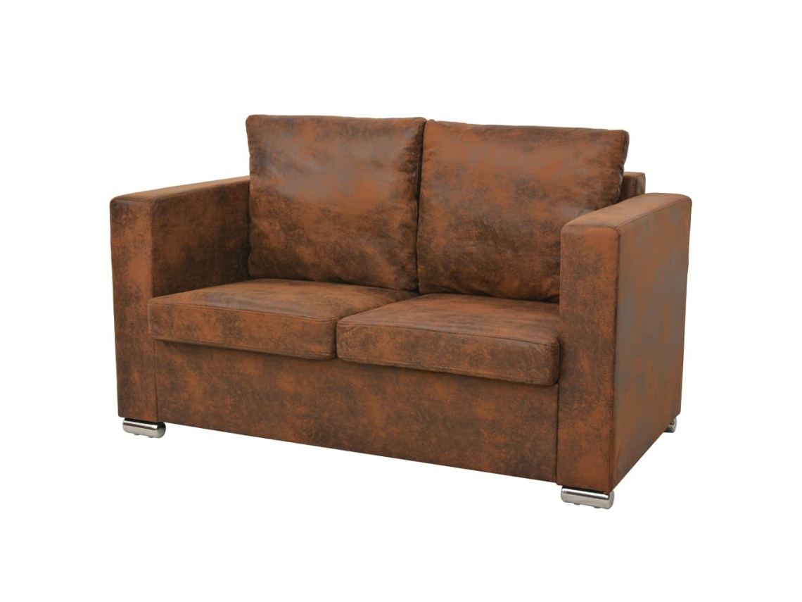 Conjunto 2 Sofa VIDAXL Marrom Couro Artificial