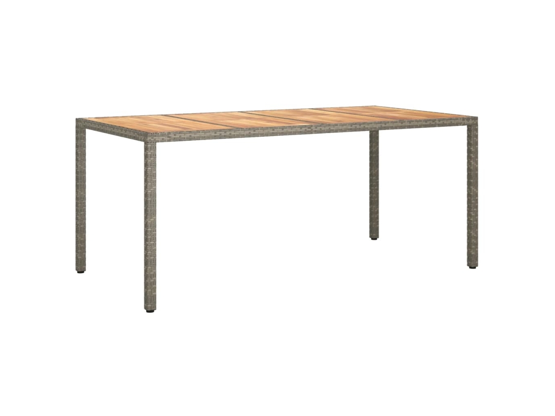Mesa de Jardim LOVELY HOME Jantar Vime Pe e Acácia Maciça Cinzento (190 x 90 x 75 cm)