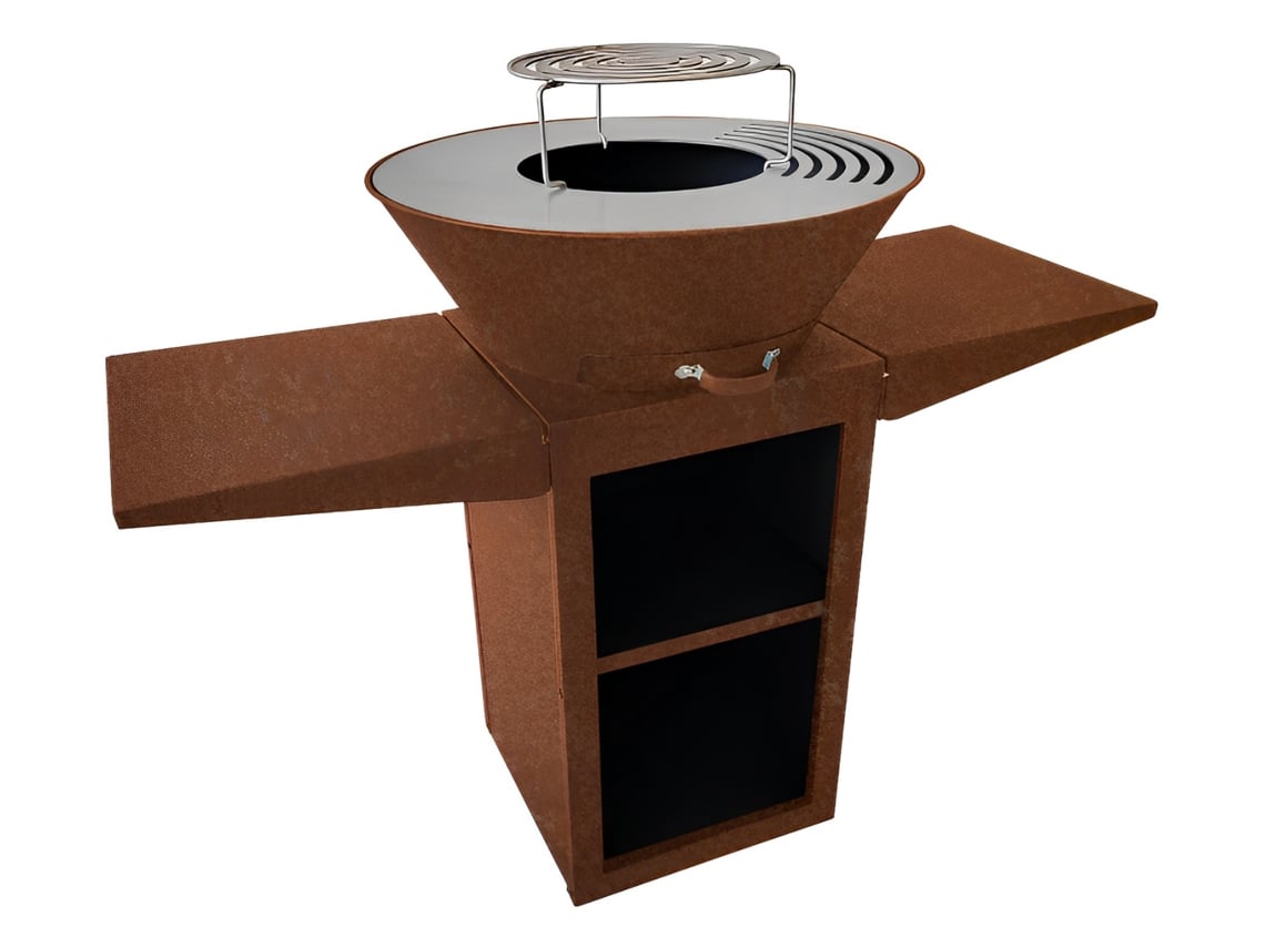 Barbecue PURLINE 60cm Aço Corten Bandejas Laterais Dobráveis Efp57Co